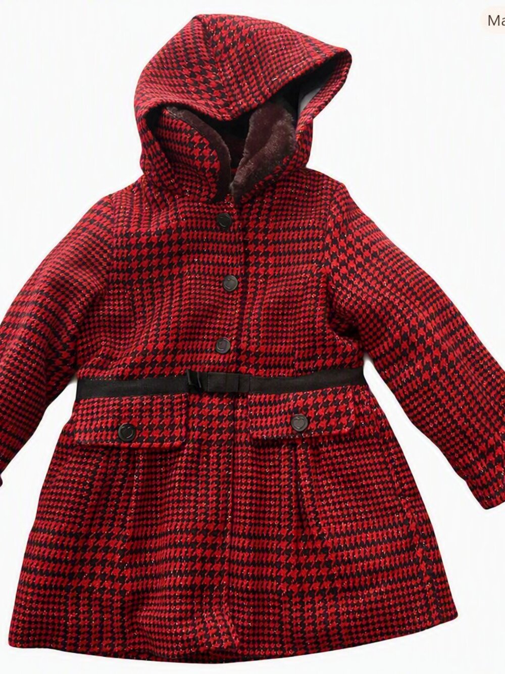 London Fog girls' Dressy Winter Peacoat Houndstooth Size 4 Holiday Christmas